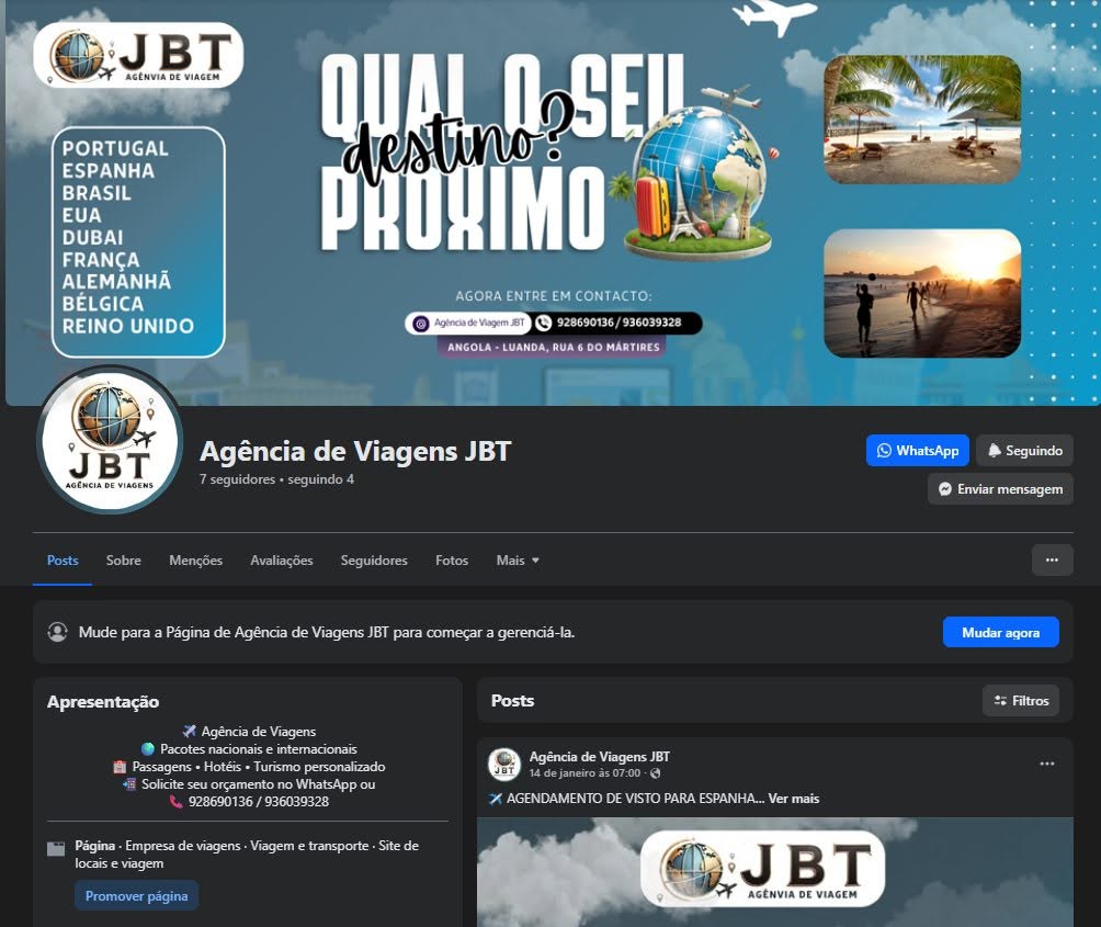 Arranque Digital para Agência de Viagens – JBT Viagens