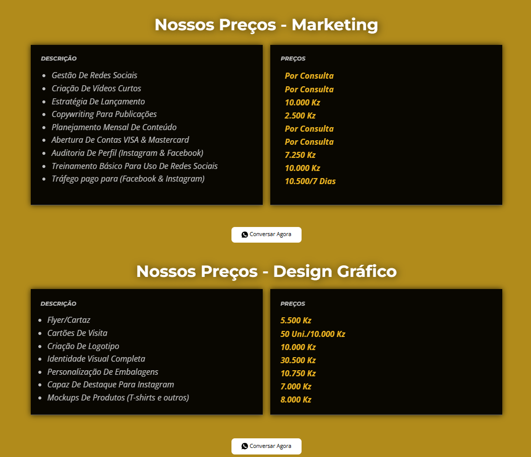 Criação de Site Institucional e Plataforma de Serviços – NegOOnline