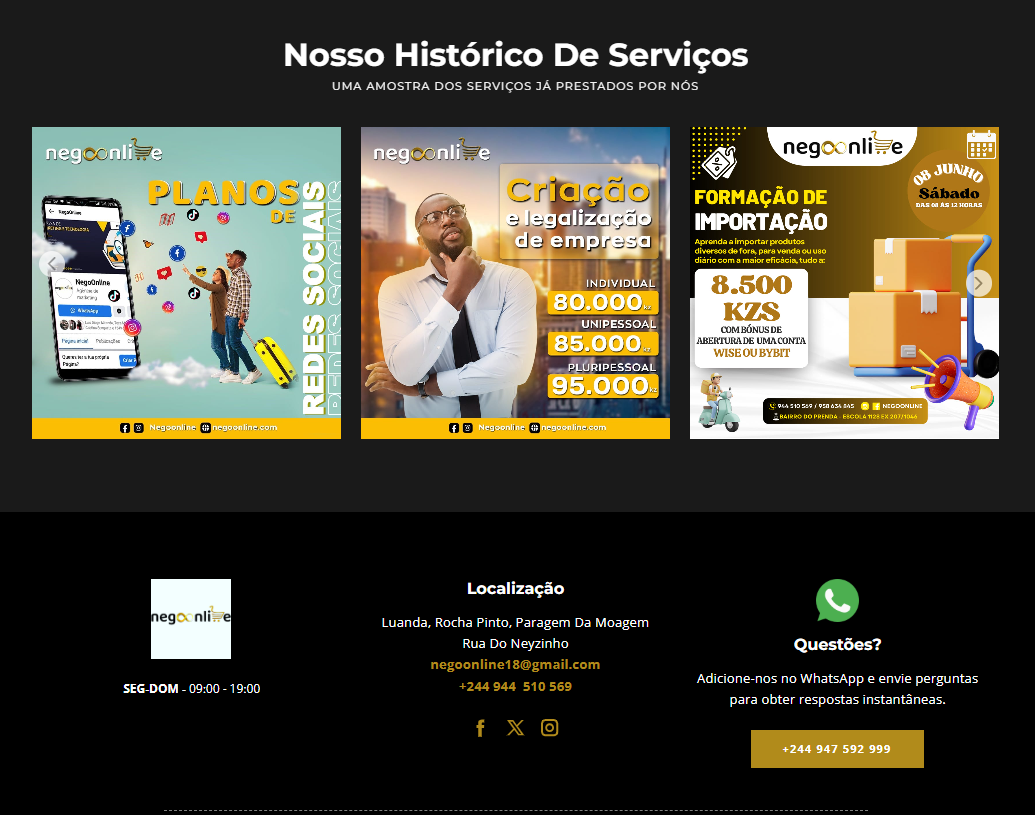 Criação de Site Institucional e Plataforma de Serviços – NegOOnline