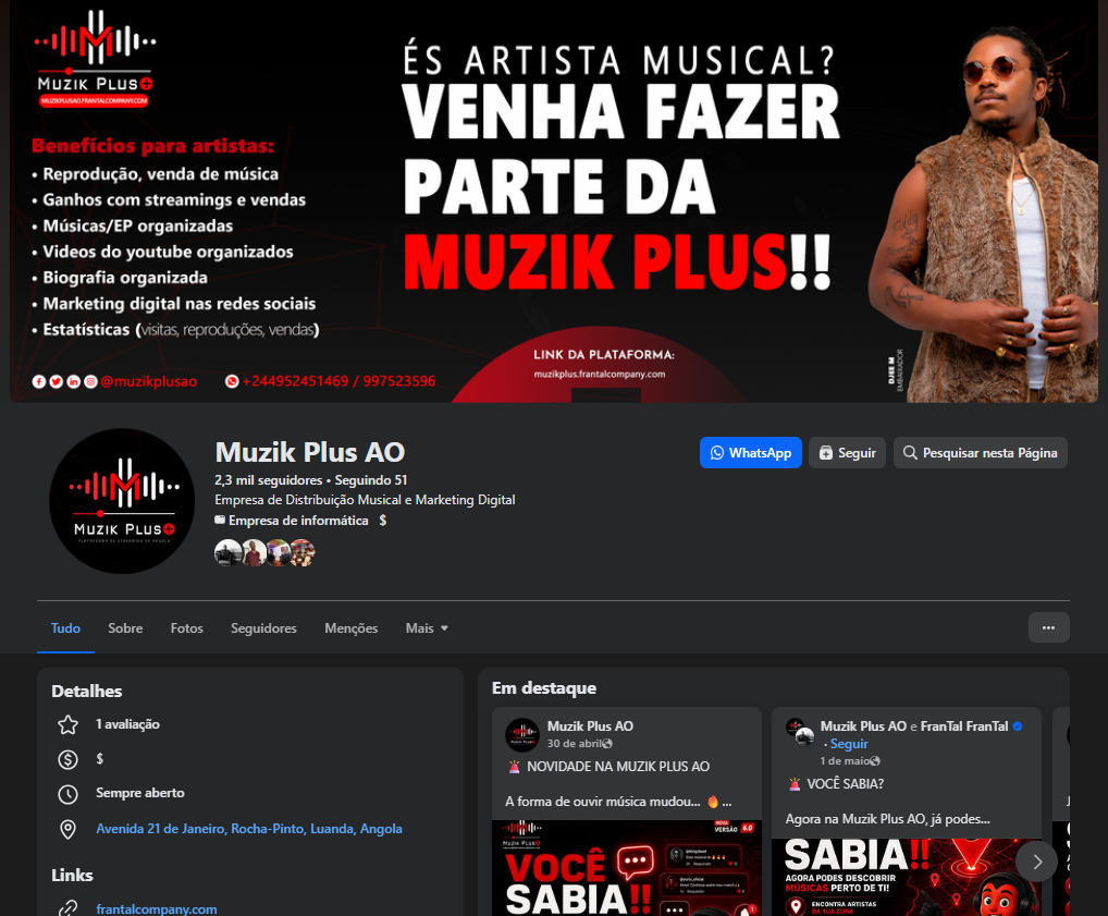 Desenvolvimento e Lançamento da Plataforma Muzik Plus AO