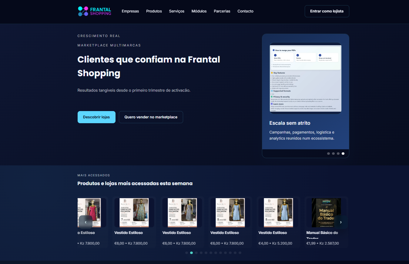 Desenvolvimento e Lançamento do Frantal Shopping – Marketplace Multimarcas Integrado ao Ecossistema Frantal